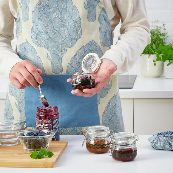 IKEA KORKEN Jar With Lid, Glass/Patterned Green, 4 oz, 3 Pack (605.430.42) NEW - Picture 4 of 4